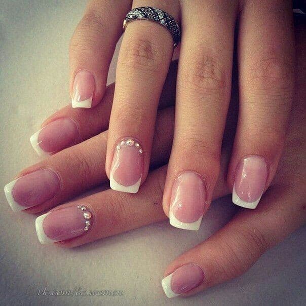 French Manicure with Flower Accent Finger