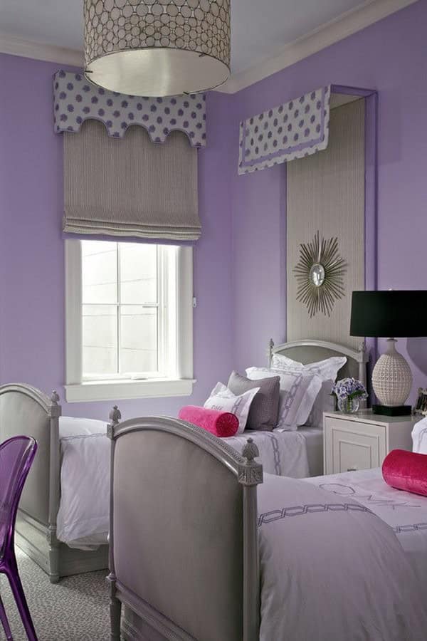 Purple and Grey Bedroom Design