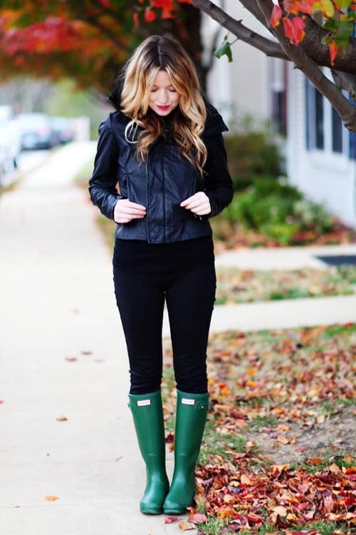 Teal rain boots