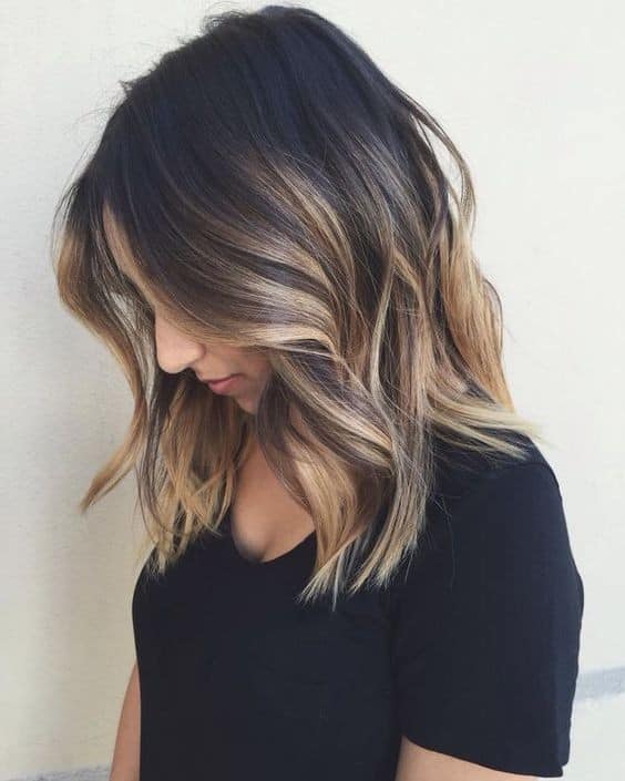 Trendy layered dark to brunette ombre bob hairstyle