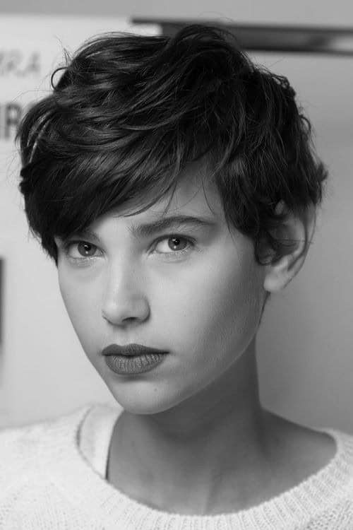 Cute layered long pixie cut with bangs for short hair