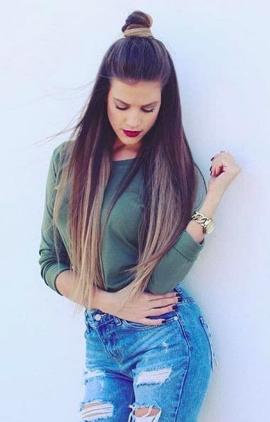 Ombre Long Straight Hairstyle