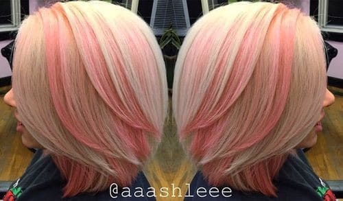 White Blonde and Bright Pink Bob