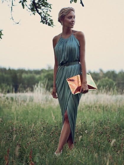 A pleated wrap dress