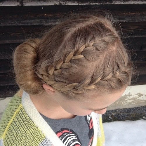 Cute Updo: Double Blonde French Braid with Bun