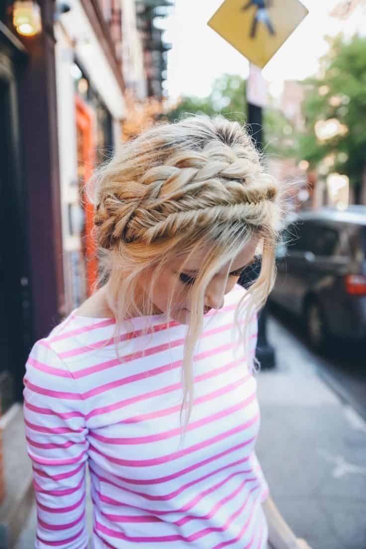 Casual messy multi-braid crown for summer