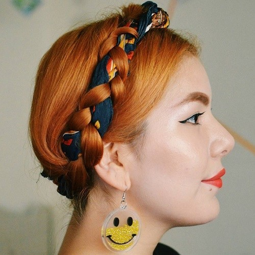 Auburn Milkmaid Braid with Scarf