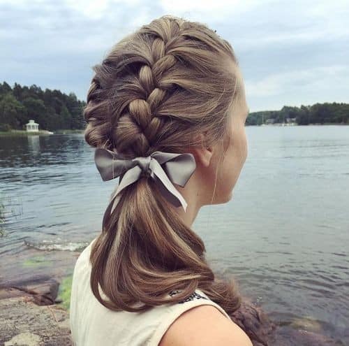 Double French Braid with Ribbon