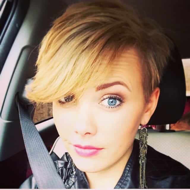 Pixie with highlighted flipped bangs