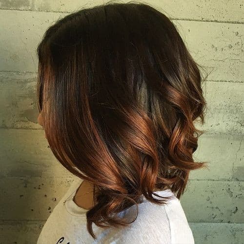 Black to Brown Graduated Bob – ombre bob hairstyle for thick hair