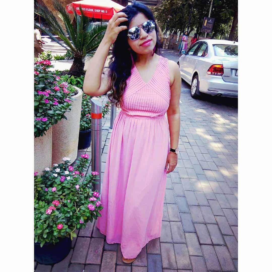 Pink Fit and Flare Maxi Dress