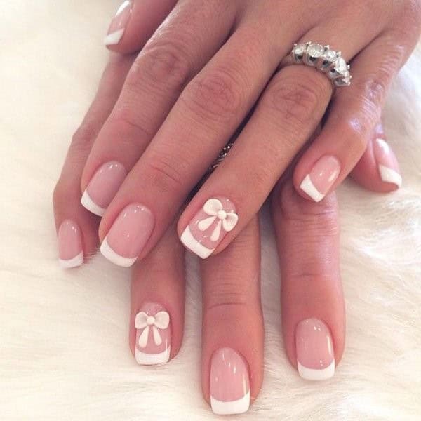 French Manicure with Flower Accent Finger