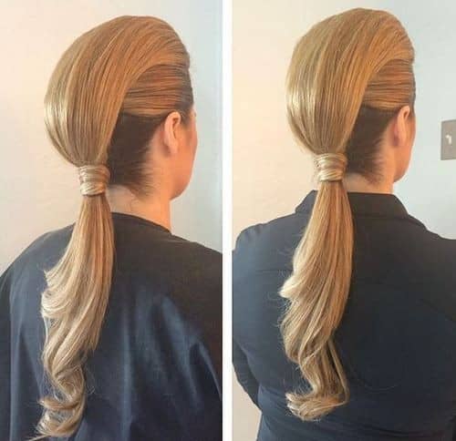 Blonde Quiff Faux Hawk with Low Ponytail