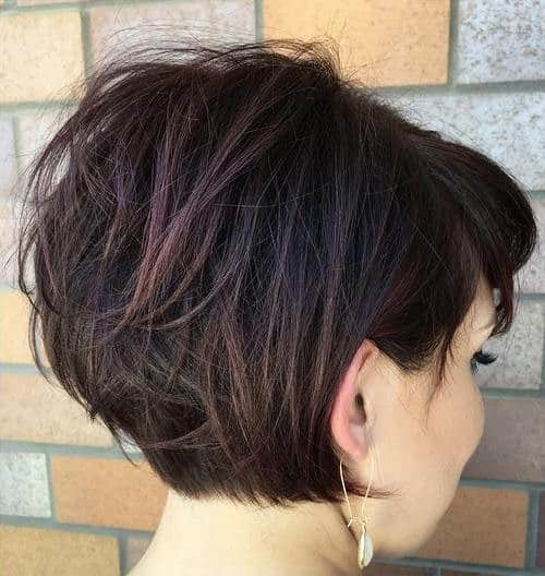 Tousled Wedged Bob Haircut for women with thick hair