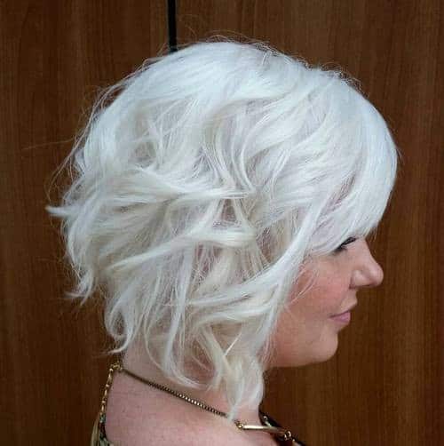 Cropped, Curly & White Blonde Bob Hairstyle for Fine Hair