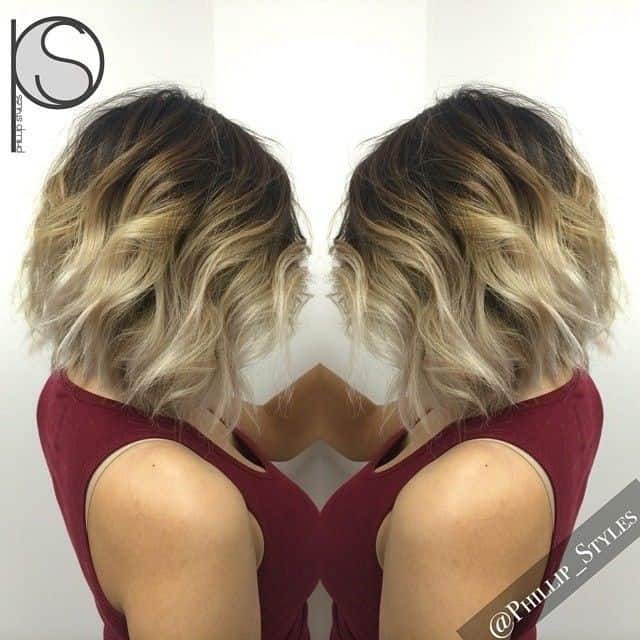 Loose waves bob with super platinum ombre tips