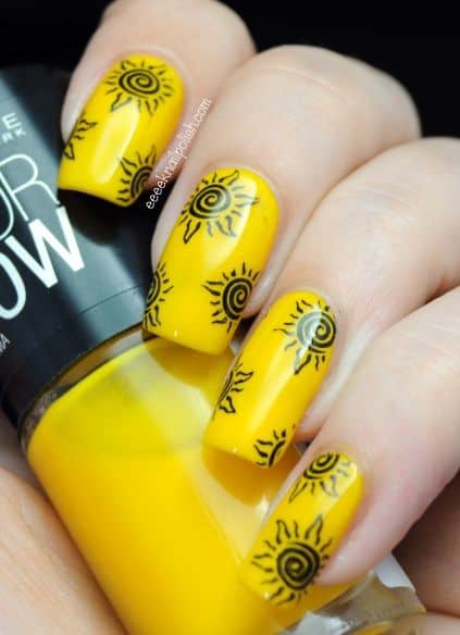 Stylish Yellow Nail Art