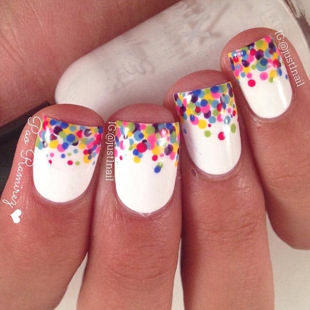 Colorful Polka Dot Tips Nail Design for Summer