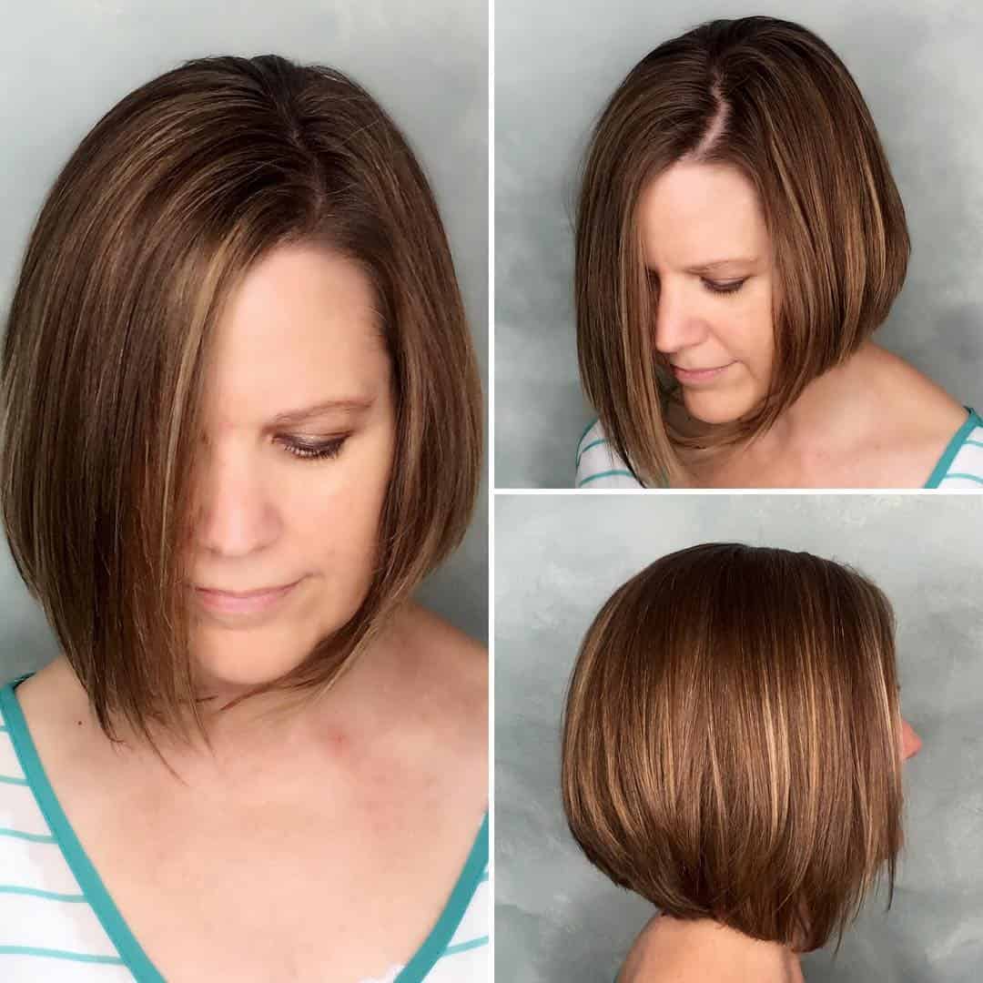 Loosely Curled Brown Bob with Highlights for Women with Thick Hair