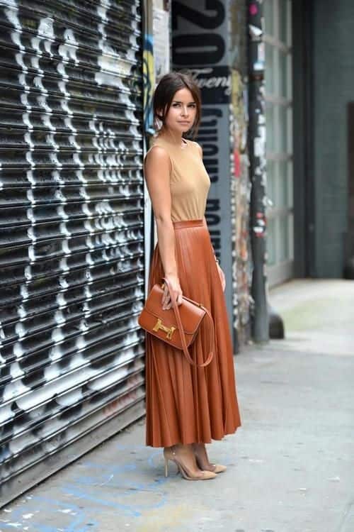 Cognac maxi skirt