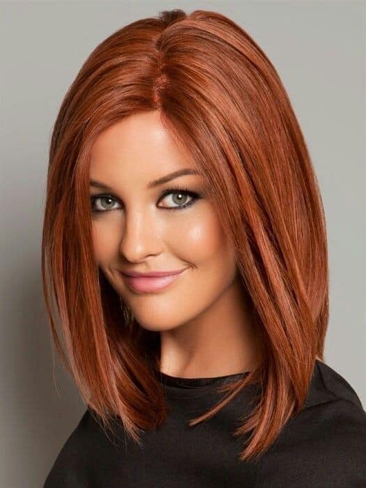 Copper-colored long bob (for thick hair)