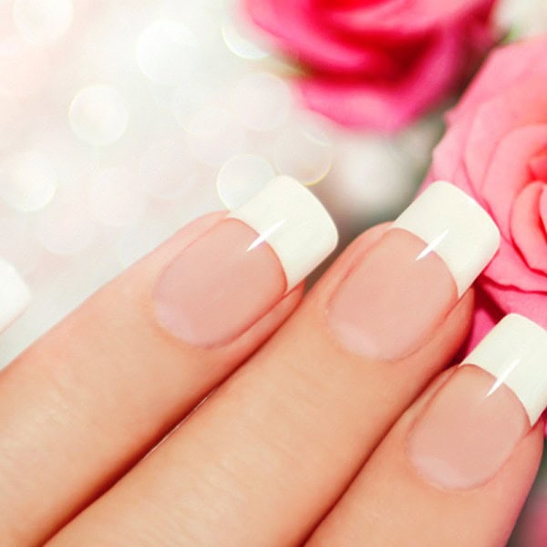 French Manicure with Flower Accent Finger