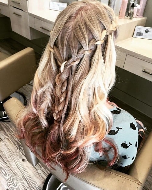 Waterfall Braided Blonde to Red Locks