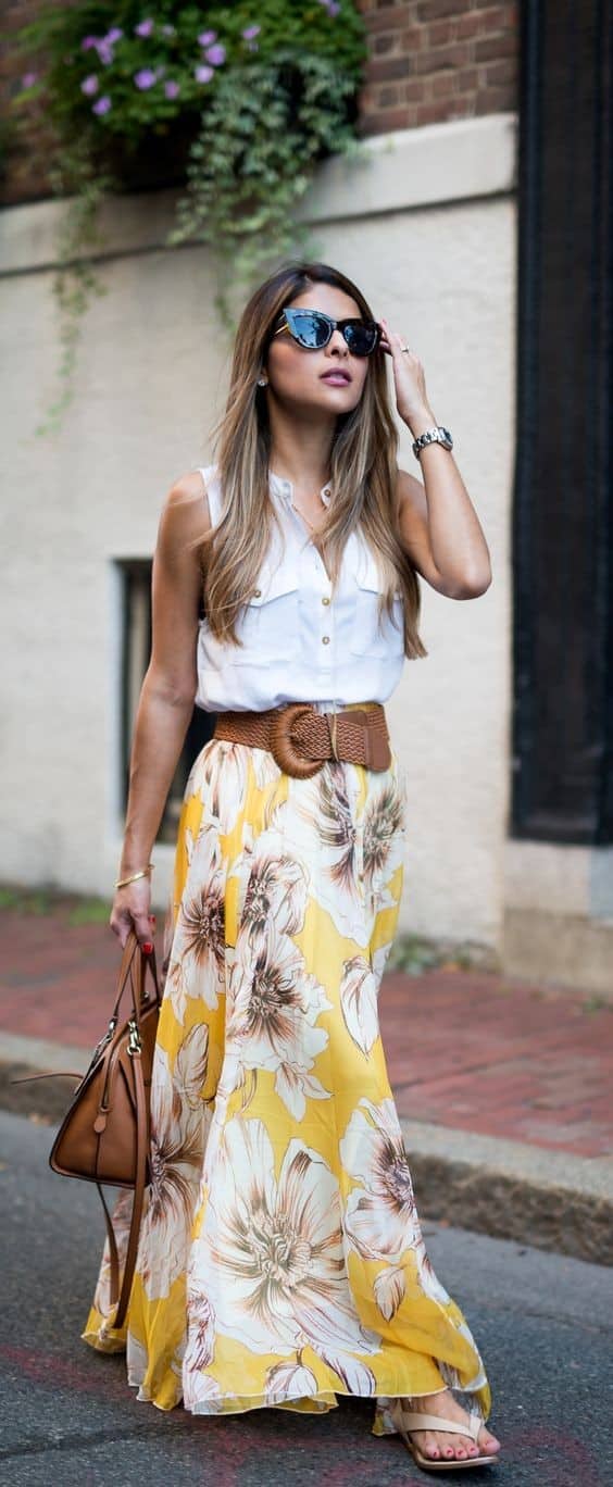 Stylish Floral Maxi Skirt Outfit