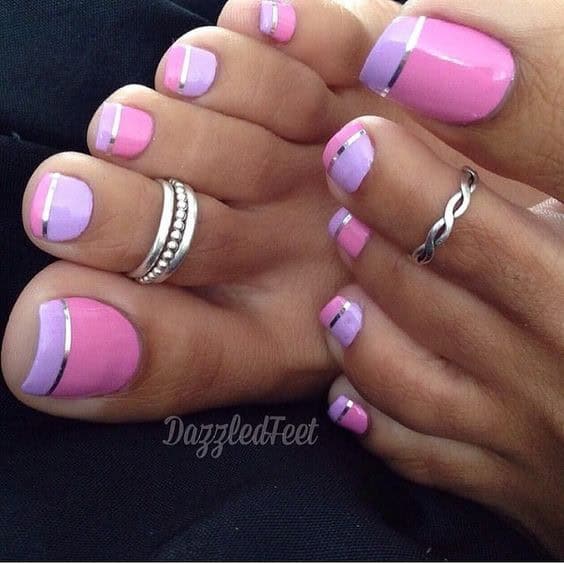 Pink and Purple Alternative French Manicure