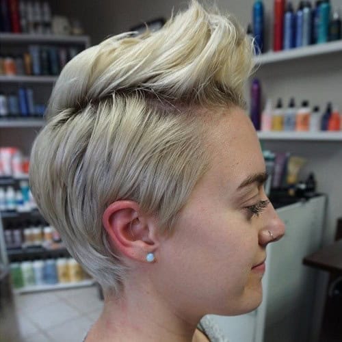 Bleached Blonde Pixie Cut