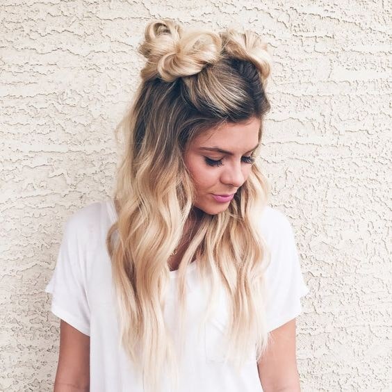 Ombre Curls with Space Buns