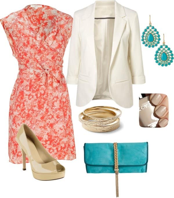 Silk floral dress and blazer