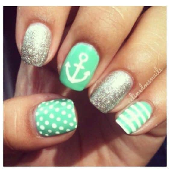 Anchor Mint Nail Design