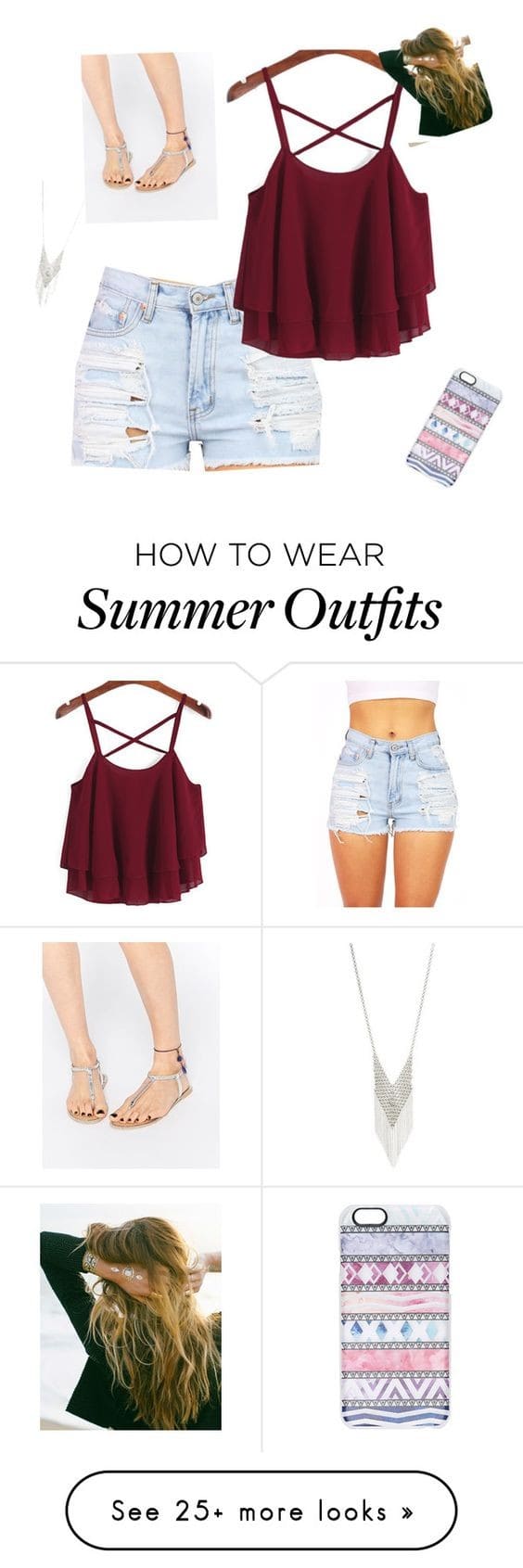 Red Camisole Top and Shorts