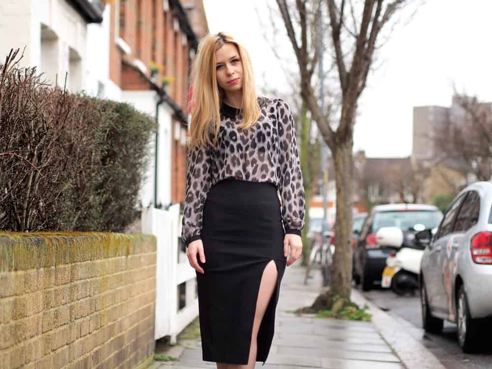 Pencil skirt with slit