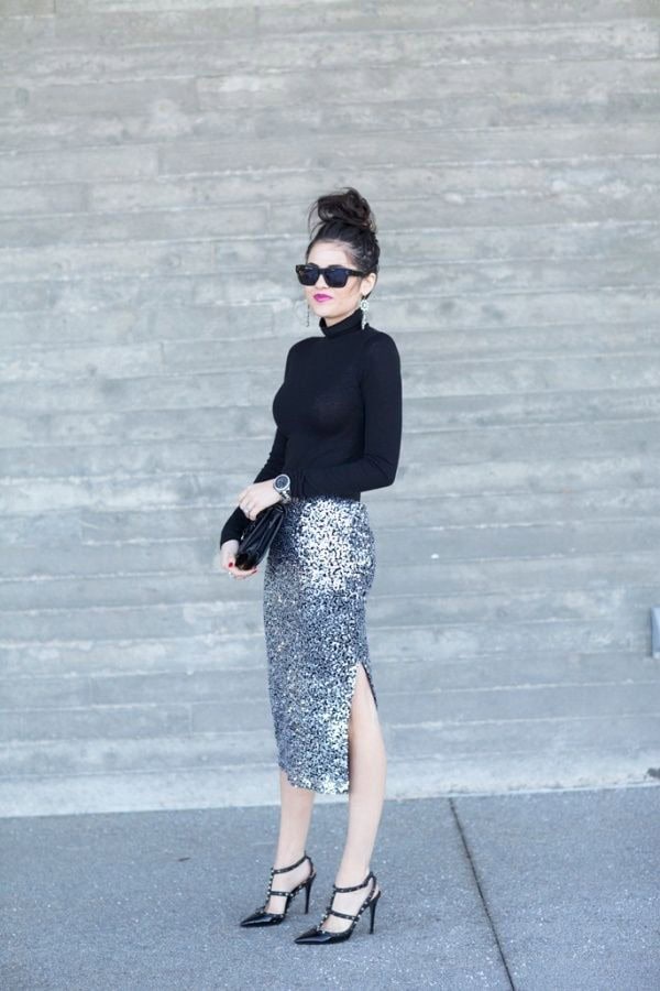 Sequin pencil skirt