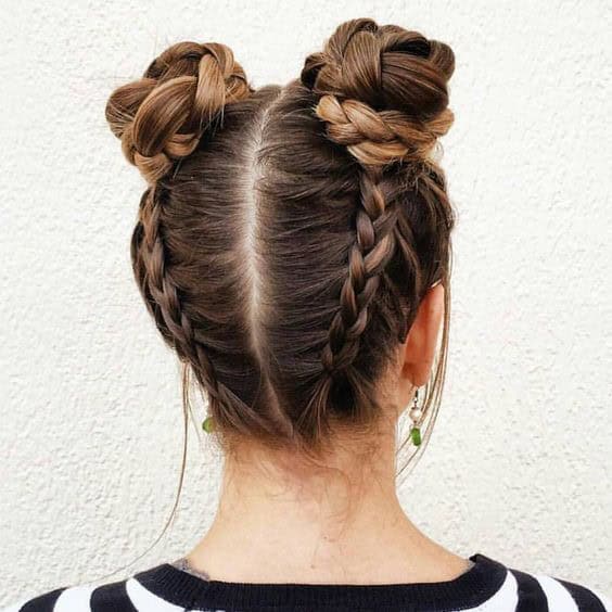 Braided French Buns with Curls