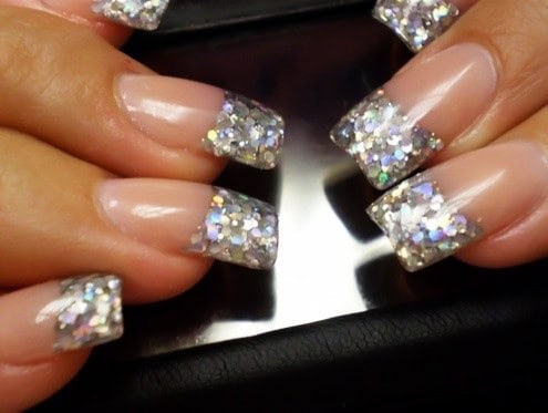 Glitter French manicure