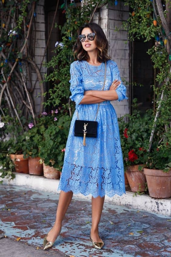 Blue Lace Dress Outfit Idea