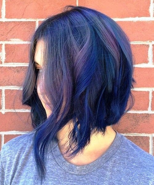 Blue and Purple Shaggy Bob