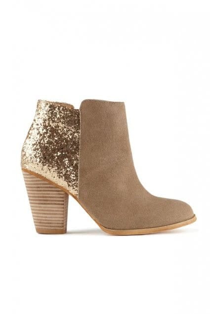 Suede and sequin booties