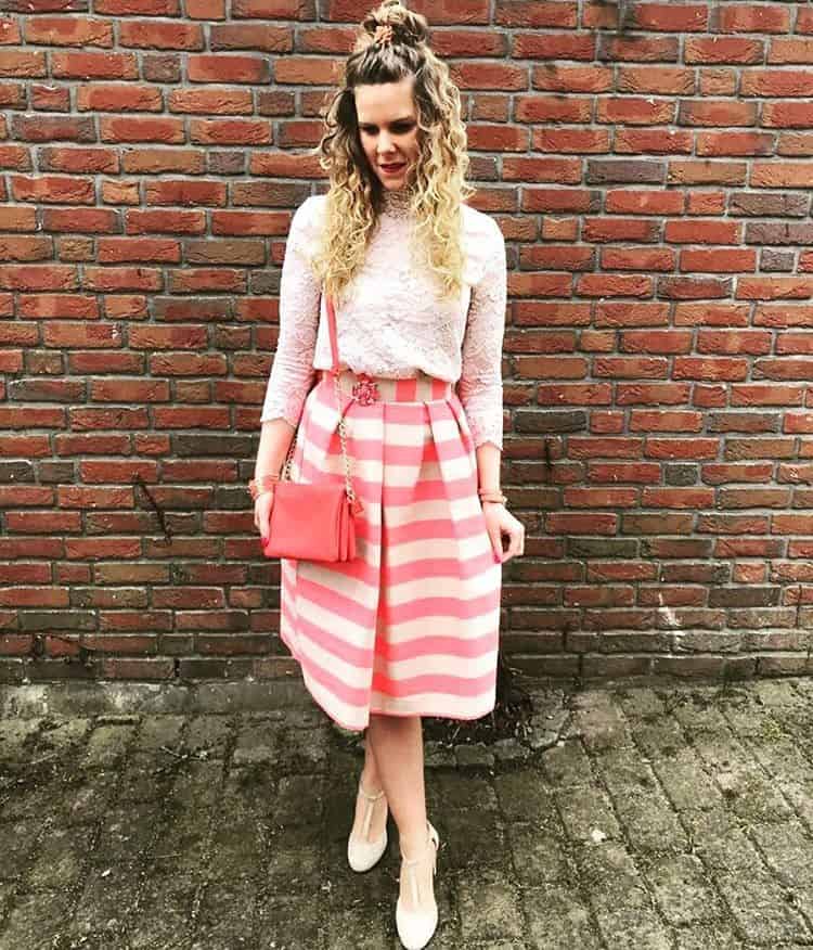 Pink and White Skirt