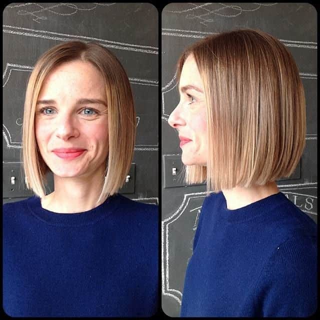 Traditional ombre blunt bob with middle part