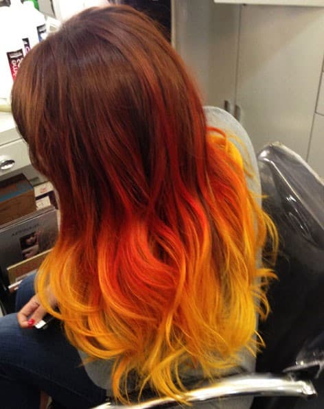 “Fire” ombre long locks