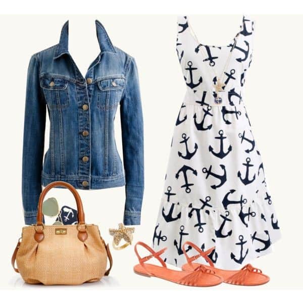 Nautical dress and jean jacket