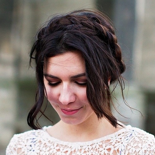 Tousled Brown Milkmaid Braids