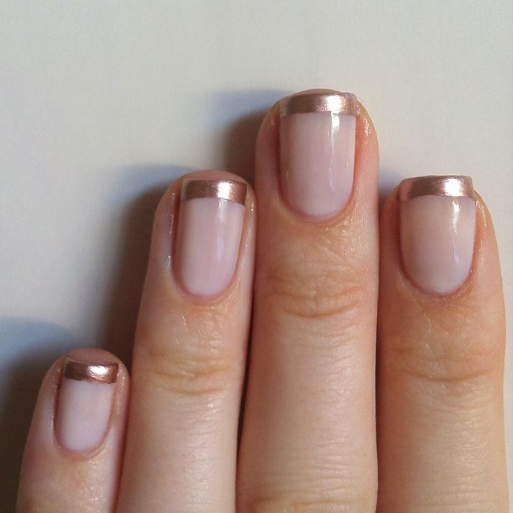 French manicure in rose gold