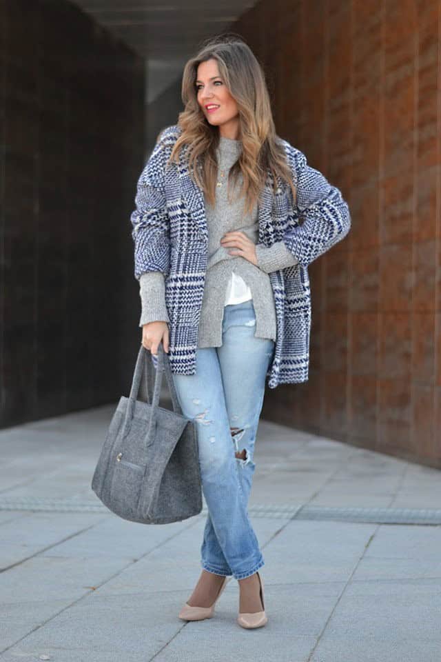 Ripped Jeans with Over-Size Coat