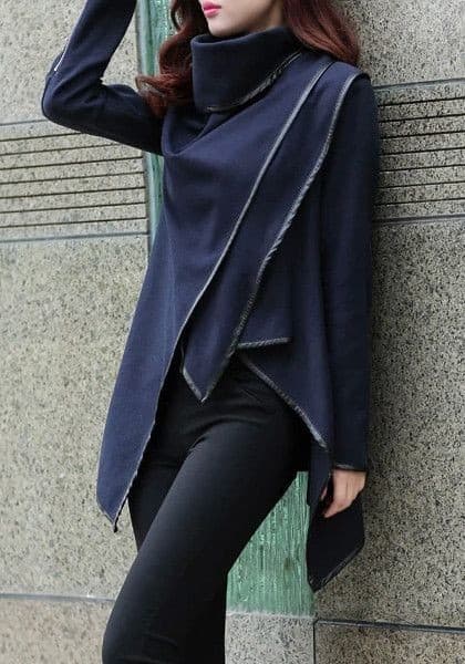 Dark blue asymmetrical blazer