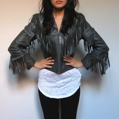 Fringe leather jacket